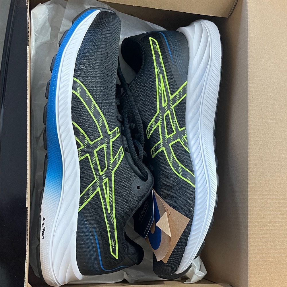 ASICS Black with Neon Yellow and Blue Accents Sneakers
